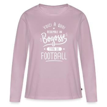 football Bogosse joueur de foot fan de football - T-shirt manches longues Premium bio Femme - rose poudré - Devant - Julia (174cm)