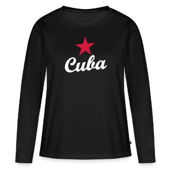CUBA OLD SCHOOL - T-shirt manches longues Premium bio Femme - noir - Devant - Julia (174cm)