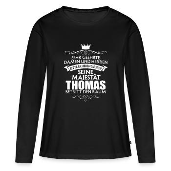 THOMAS - Majestät - Frauen Premium Bio Langarmshirt - Schwarz - Vorne - Julia (174cm)