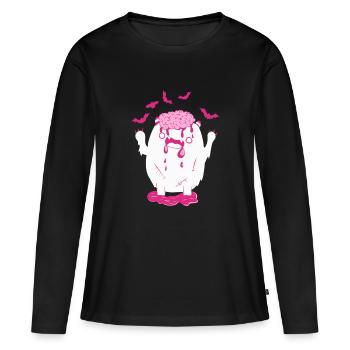 Halloween Monster - T-shirt manches longues Premium bio Femme - noir - Devant - Julia (174cm)