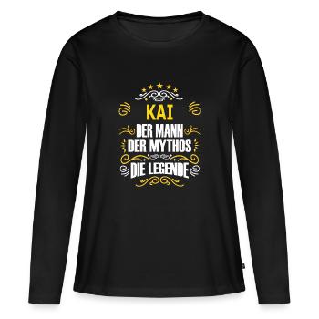 KAI - Frauen Premium Bio Langarmshirt - Schwarz - Vorne - Julia (174cm)