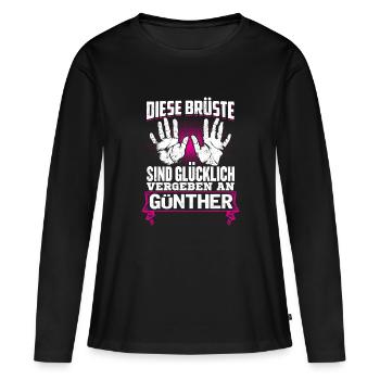 GÜNTHER - Brüste - Frauen Premium Bio Langarmshirt - Schwarz - Vorne - Julia (174cm)