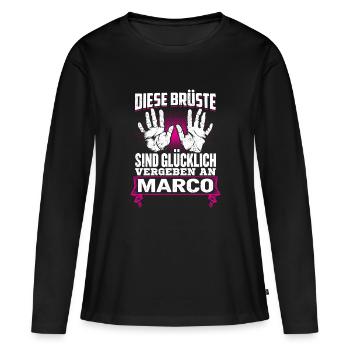 MARCO - Brüste - Frauen Premium Bio Langarmshirt - Schwarz - Vorne - Julia (174cm)