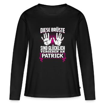 PATRICK - Brüste - Frauen Premium Bio Langarmshirt - Schwarz - Vorne - Julia (174cm)