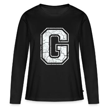 Un caractère un grammes dans blanc in Used Look - T-shirt manches longues Premium bio Femme - noir - Devant - Julia (174cm)
