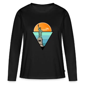 Statue de la Liberté design liberté Amérique - T-shirt manches longues Premium bio Femme - noir - Devant - Julia (174cm)