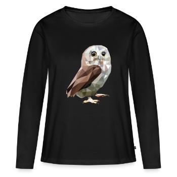 Eule - Frauen Premium Bio Langarmshirt - Schwarz - Vorne - Julia (174cm)