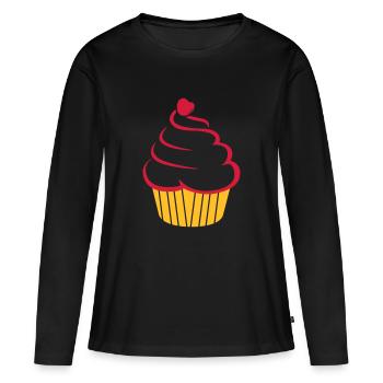 cupcake - Frauen Premium Bio Langarmshirt - Schwarz - Vorne - Julia (174cm)