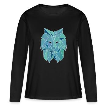 Polygone Lion - T-shirt manches longues Premium bio Femme - noir - Devant - Julia (174cm)