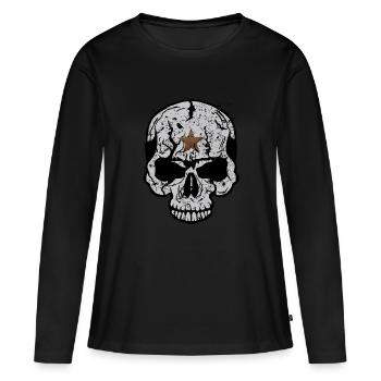 crane skull tete de mort etoile halloween - T-shirt manches longues Premium bio Femme - noir - Devant - Julia (174cm)