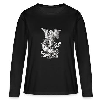 Erzengel Sankt Michael bekämpft den Drachen - Frauen Premium Bio Langarmshirt - Schwarz - Vorne - Julia (174cm)