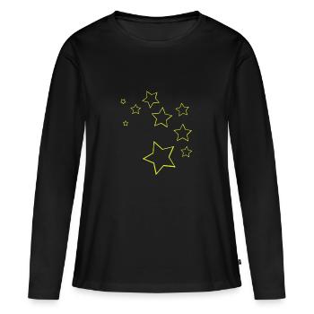 étoiles jaunes / ciel étoilé - T-shirt manches longues Premium bio Femme - noir - Devant - Julia (174cm)