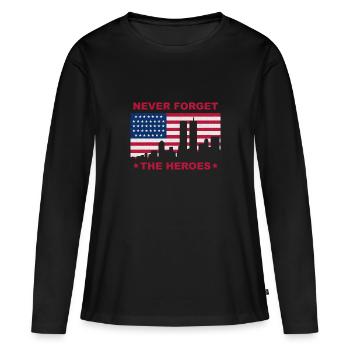 never forget the heroes - Frauen Premium Bio Langarmshirt - Schwarz - Vorne - Julia (174cm)