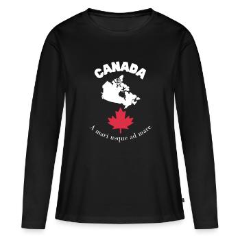 CANADA avec carte et devise - T-shirt manches longues Premium bio Femme - noir - Devant - Julia (174cm)