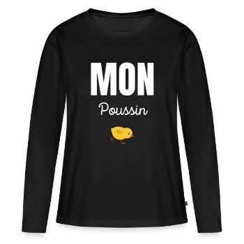 mon poussin - T-shirt manches longues Premium bio Femme - noir - Devant - Julia (174cm)