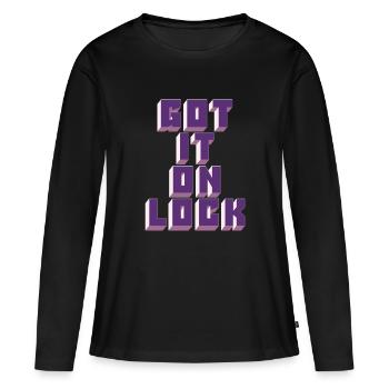 Hab es auf Schloss - Frauen Premium Bio Langarmshirt - Schwarz - Vorne - Julia (174cm)