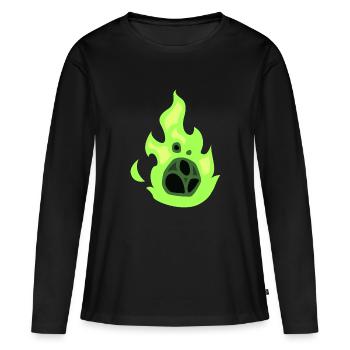 boule de feu verte - T-shirt manches longues Premium bio Femme - noir - Devant - Julia (174cm)