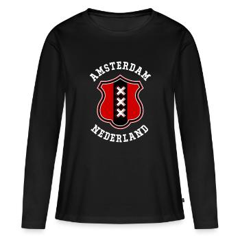Amsterdam - T-shirt manches longues Premium bio Femme - noir - Devant - Julia (174cm)