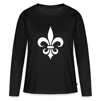 fleur de lys - T-shirt manches longues Premium bio Femme - noir - Devant - Julia (174cm)