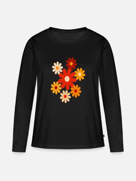 Bunte Blumen - Frauen Premium Bio Langarmshirt - Schwarz