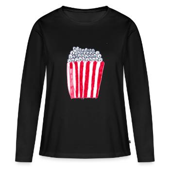 Pop-corn - T-shirt manches longues Premium bio Femme - noir - Devant - Julia (174cm)