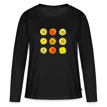 gelbe Blüten Blumen Blumenstrauß Gartenshirt Herbs - Frauen Premium Bio Langarmshirt - Schwarz - Vorne - Julia (174cm)