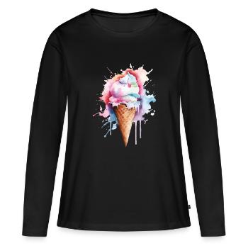 Crème glacée Crème glacée - T-shirt manches longues Premium bio Femme - noir - Devant - Julia (174cm)
