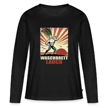 Poireaux, planche à laver, abdos de planche à laver - T-shirt manches longues Premium bio Femme - noir - Devant - Julia (174cm)