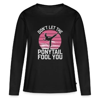 La combativité avec style - T-shirt manches longues Premium bio Femme - noir - Devant - Julia (174cm)