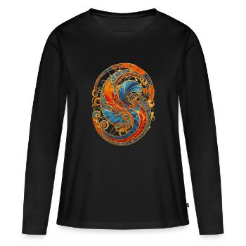 Ornement - T-shirt manches longues Premium bio Femme - noir - Devant - Julia (174cm)