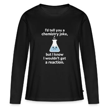 Jeu de mots sur la biochimie - T-shirt manches longues Premium bio Femme - noir - Devant - Julia (174cm)