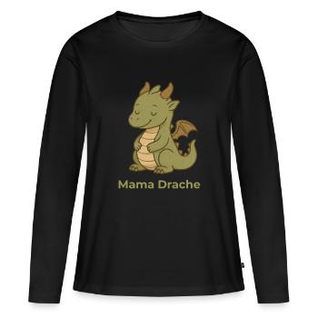 Mama Drache – Shirt für stolze Mütter - Frauen Premium Bio Langarmshirt - Schwarz - Vorne - Julia (174cm)