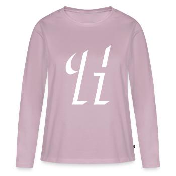Lettre H - T-shirt manches longues Premium bio Femme - rose poudré - Devant - Julia (174cm)