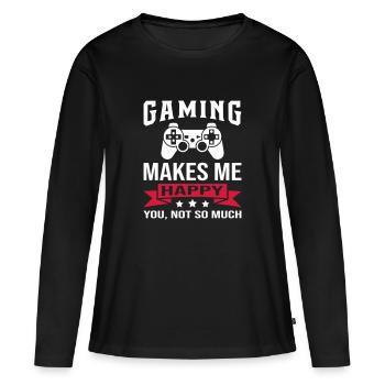 Le jeu me rend heureux - T-shirt manches longues Premium bio Femme - noir - Devant - Julia (174cm)