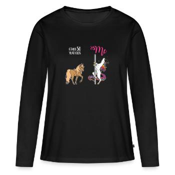 50th birthday fifty years unicorn funny dancing - Women's Premium Organic Long Sleeve Shirt - black - Front - Julia (174cm)