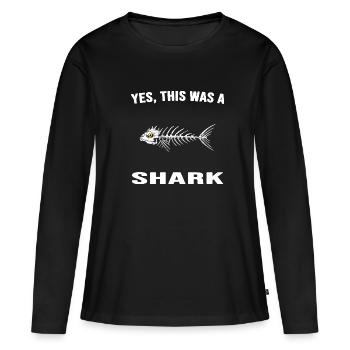 Hai Haifischgräte Anglerlatein Hochsee - Frauen Premium Bio Langarmshirt - Schwarz - Vorne - Julia (174cm)