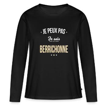 Je peux pas je suis Berrichonne - T-shirt manches longues Premium bio Femme - noir - Devant - Julia (174cm)