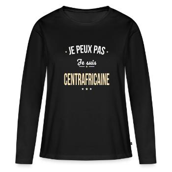 Je peux pas je suis Centrafricaine - T-shirt manches longues Premium bio Femme - noir - Devant - Julia (174cm)