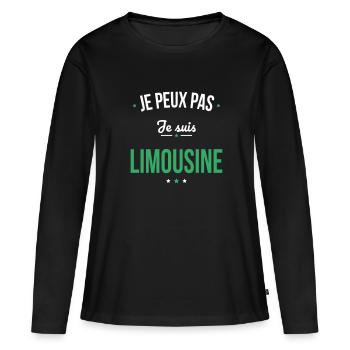 Je peux pas je suis Limousine - T-shirt manches longues Premium bio Femme - noir - Devant - Julia (174cm)