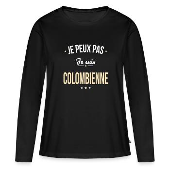 Je peux pas je suis Colombienne - T-shirt manches longues Premium bio Femme - noir - Devant - Julia (174cm)