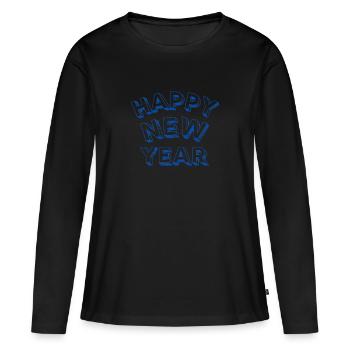 HAPPY NEW YEAR - T-shirt manches longues Premium bio Femme - noir - Devant - Julia (174cm)