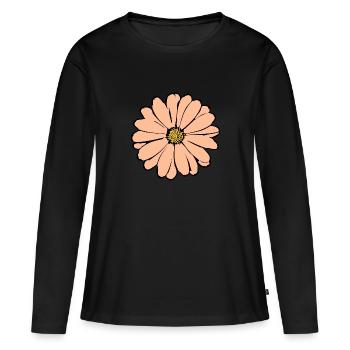 Fleur Pastel Fleurs Fleurs Pastel - T-shirt manches longues Premium bio Femme - noir - Devant - Julia (174cm)