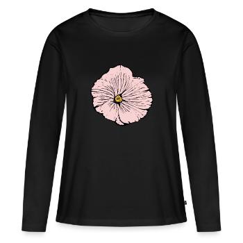 Blume rosa pinke Blume Blumen pink rosa Blumen - Frauen Premium Bio Langarmshirt - Schwarz - Vorne - Julia (174cm)