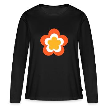 70er Jahre Blume Hippie Festival Kostüm - Frauen Premium Bio Langarmshirt - Schwarz - Vorne - Julia (174cm)