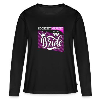 Hochzeit Married Braut Bride Ring Ehefrau Diamant - Frauen Premium Bio Langarmshirt - Schwarz - Vorne - Julia (174cm)