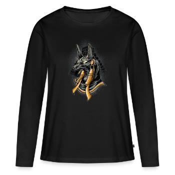 ANUBIS Design - Frauen Premium Bio Langarmshirt - Schwarz - Vorne - Julia (174cm)