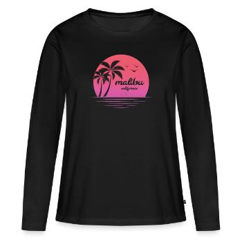 Malibu Co - T-shirt manches longues Premium bio Femme - noir - Devant - Julia (174cm)