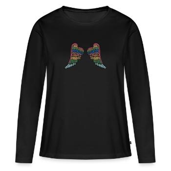 Ange ailes anges ailes ange anges - T-shirt manches longues Premium bio Femme - noir - Devant - Julia (174cm)