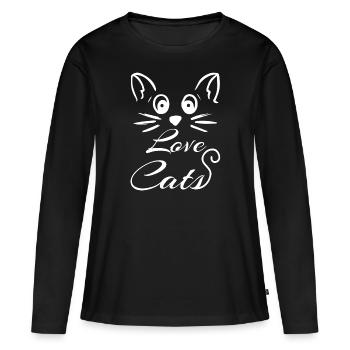 Cat Love T-Shirt - T-shirt manches longues Premium bio Femme - noir - Devant - Julia (174cm)