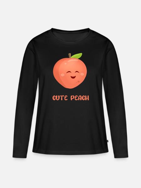 Süßer Pfirsich - Frauen Premium Bio Langarmshirt - Schwarz